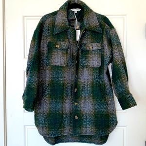 Davi & Dani Green Plaid Shacket Size Medium New